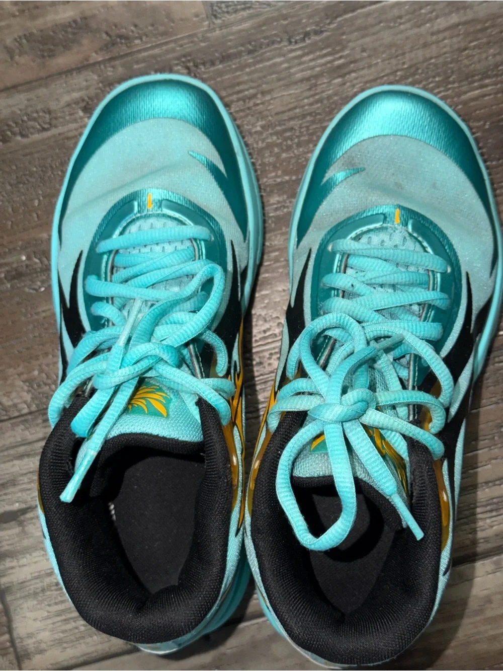 Melo Kids Sneakers in Aqua Turquoise with Yellow Accents